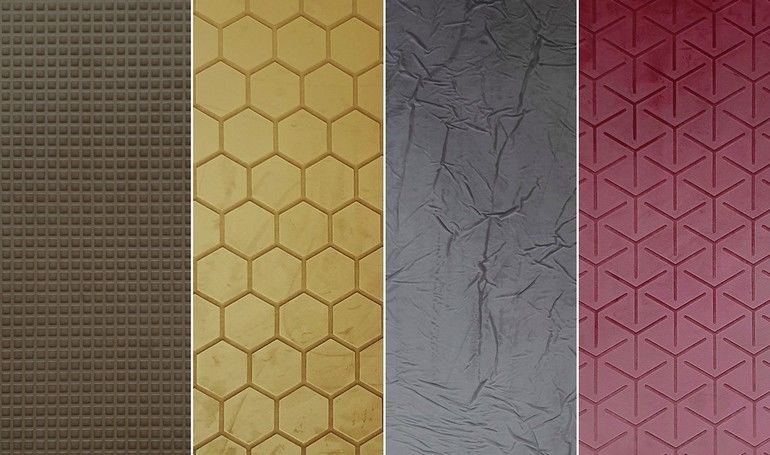 Textile Oberflächen mit dreidimensionaler Prägung: Dekorative Material-Kreationen aus der »Fabric Line« von Sibu bei Ostermann Foto: Rudolf Ostermann GmbH